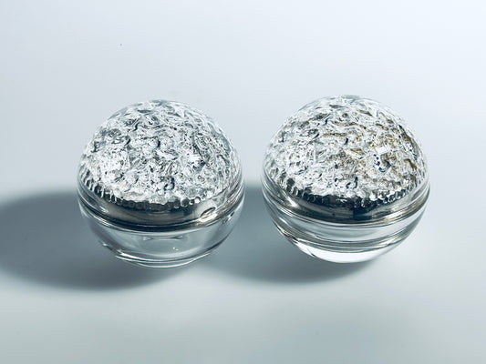 Salz Pfeffer Streuer Glas Eisglas Italy Modern Kugel 1960er atomic design