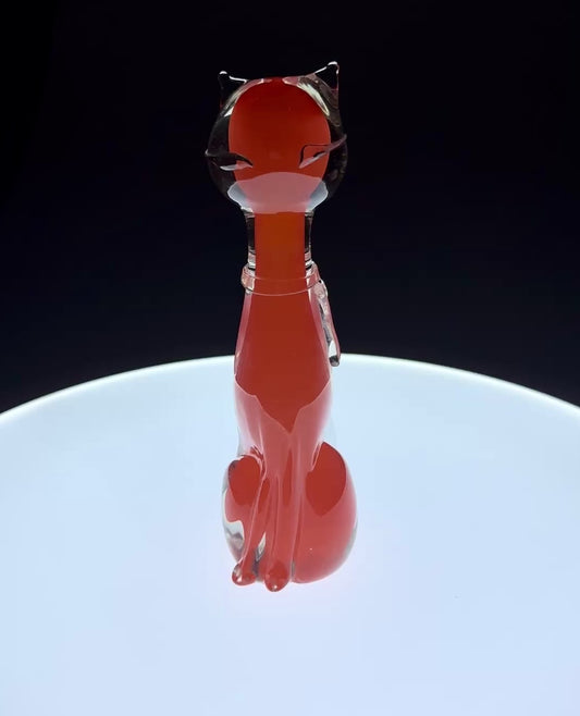 Katze Murano Glas Skulptur Seguso Sommerso Italy Orange 1960er